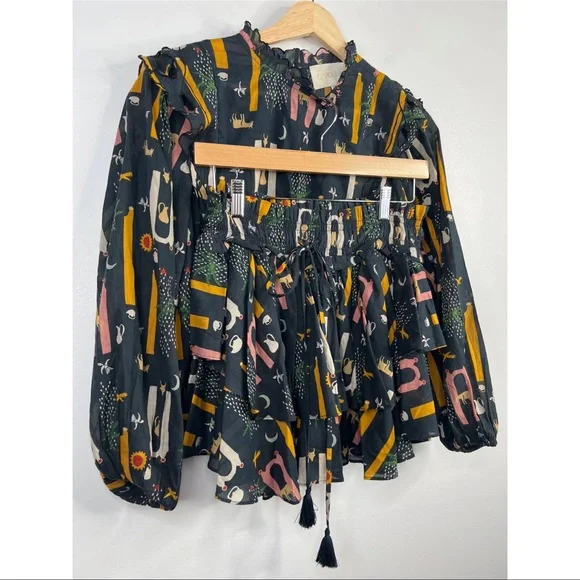 Carolina K Marcia Mini Skirt & Blouse Set in Five Elements Women's Size XS NWOT - Picture 8 of 11